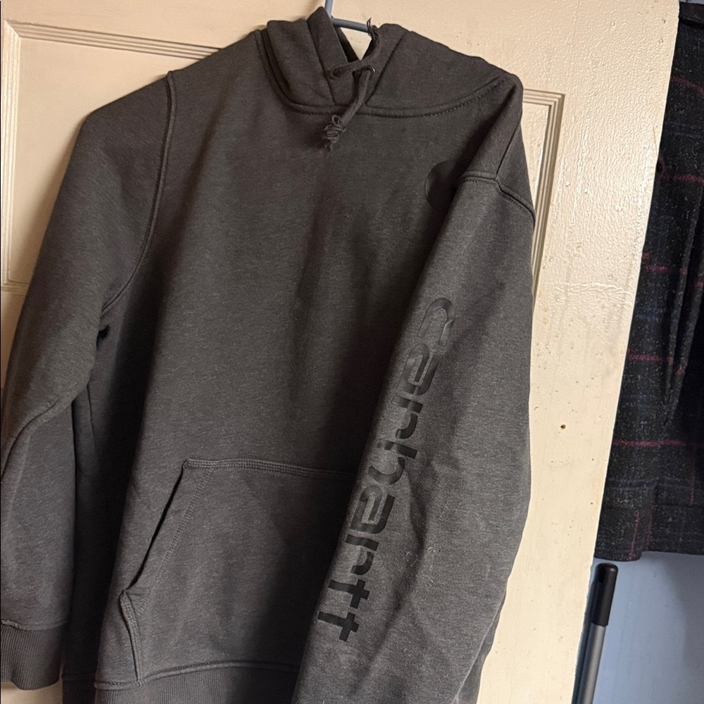 Carhartt Dark Gray Hoodie with Sleeve Logo